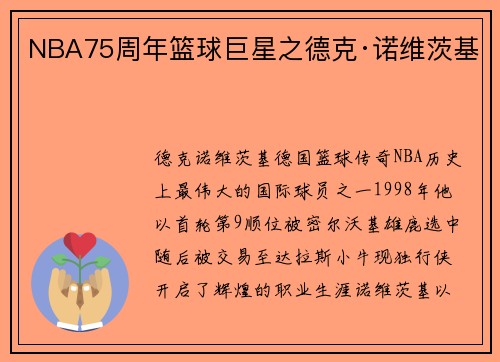 NBA75周年篮球巨星之德克·诺维茨基